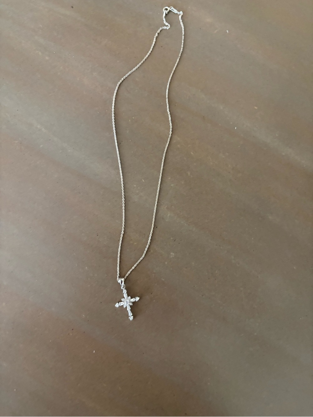 Sterling Silver Cross Pendant Necklace - White